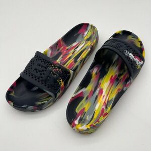 Hunter Pride Adjustable Marble Slide Sandals Rainbow Black Yellow Pink Mens 9 US